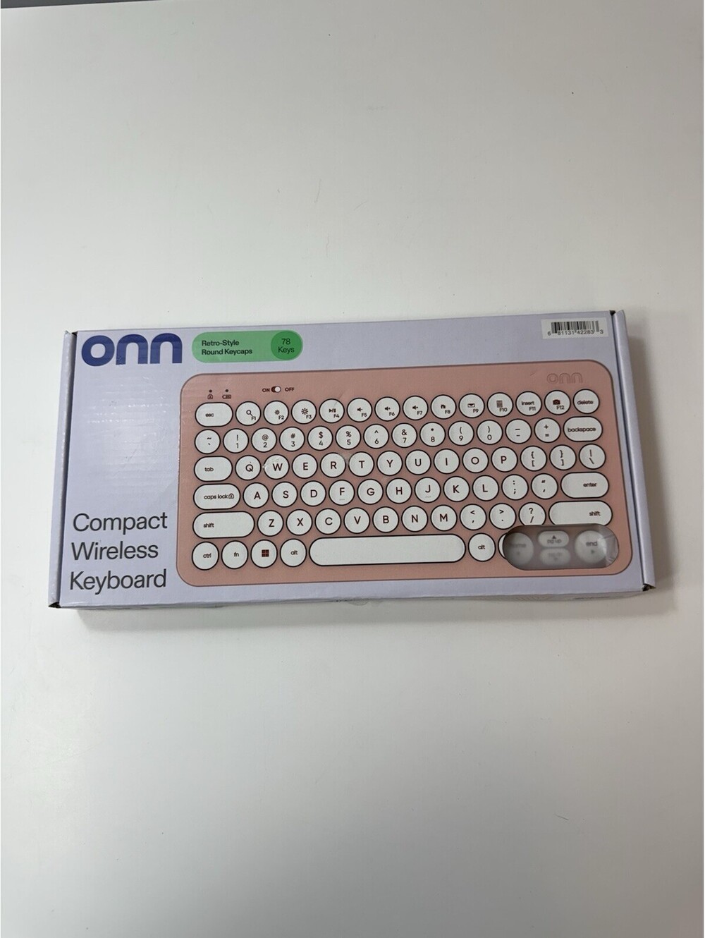 Onn Compact Wireless Keyboard, 78 Keys, Pink Retro Round Keycaps